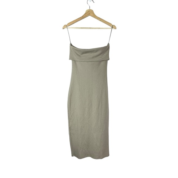 NEW Zara Strapless Ruched Midi Dress Size Medium - Picture 3 of 12